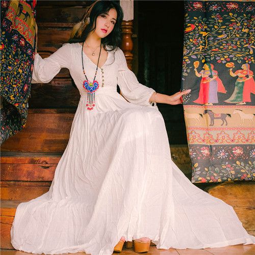 復(fù)古宮廷風(fēng)白色仙女長裙