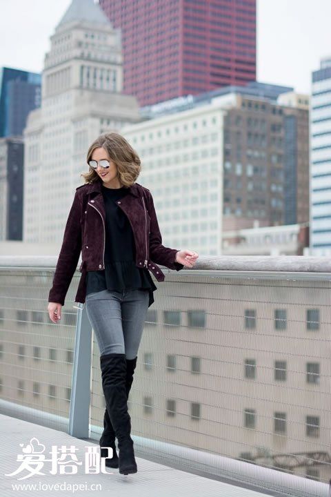 麂皮絨機(jī)車夾克搭配