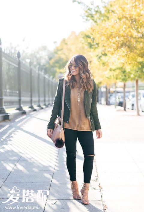 麂皮絨機(jī)車夾克搭配